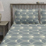 Geometrical 210 TC Flat bedsheet with Pillow Covers - Grey
