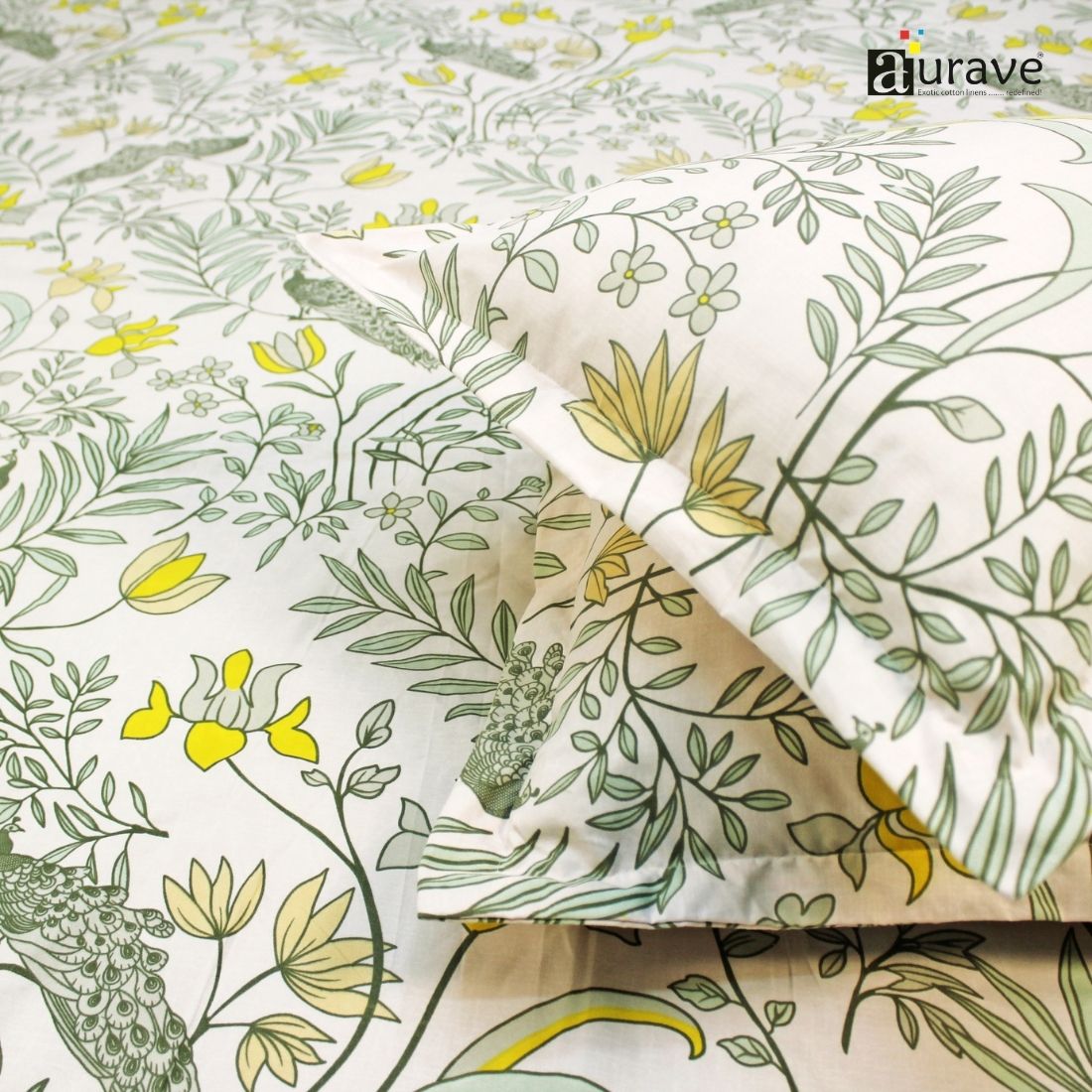 Floral 210 TC Fitted bedsheet with Pillow Covers -  Multicolor