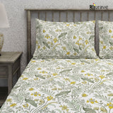 Floral 210 TC Flat bedsheet with Pillow Covers - Multicolor