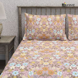 Floral 210 TC Flat bedsheet with Pillow Covers - Purple