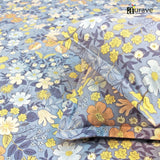 Floral 210 TC Fitted bedsheet with Pillow Covers -  Blue