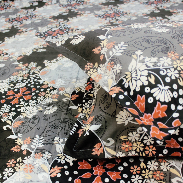 Floral 210 TC Fitted bedsheet with Pillow Covers - Multicolor