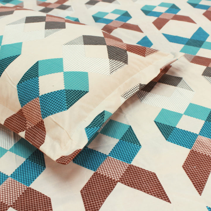 Close-up of a quilt with geometrical pattern 