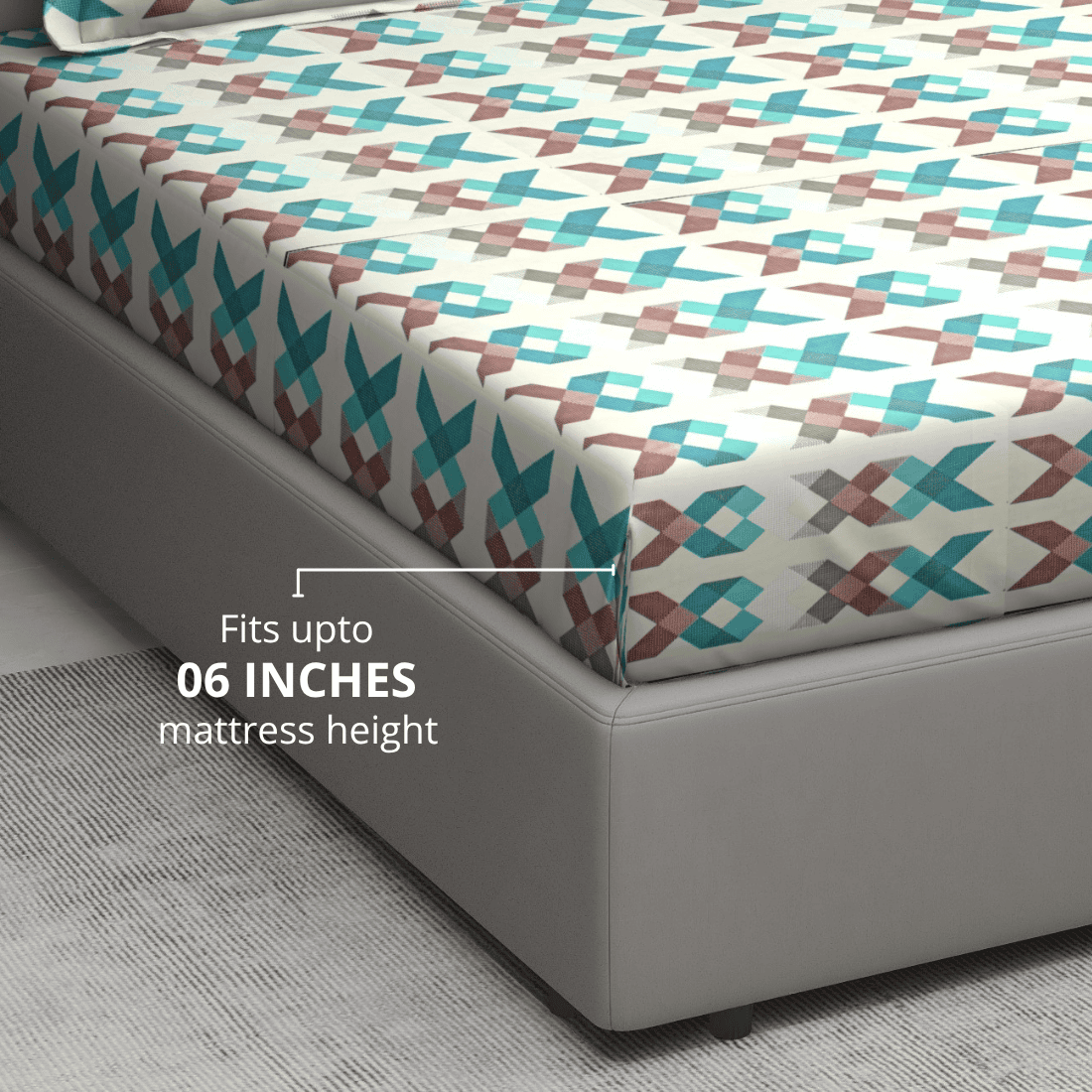 Geometric Cotton Fitted Bedsheet Fits up to 6 Inch Mattress Height