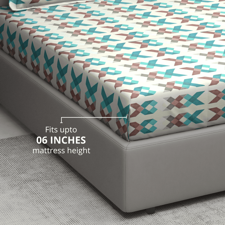 Geometric Cotton Fitted Bedsheet Fits up to 6 Inch Mattress Height