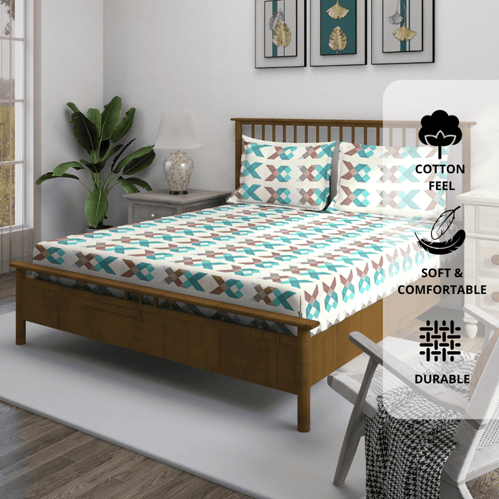 Geometric Bedsheet With and Matching Pillow Cover