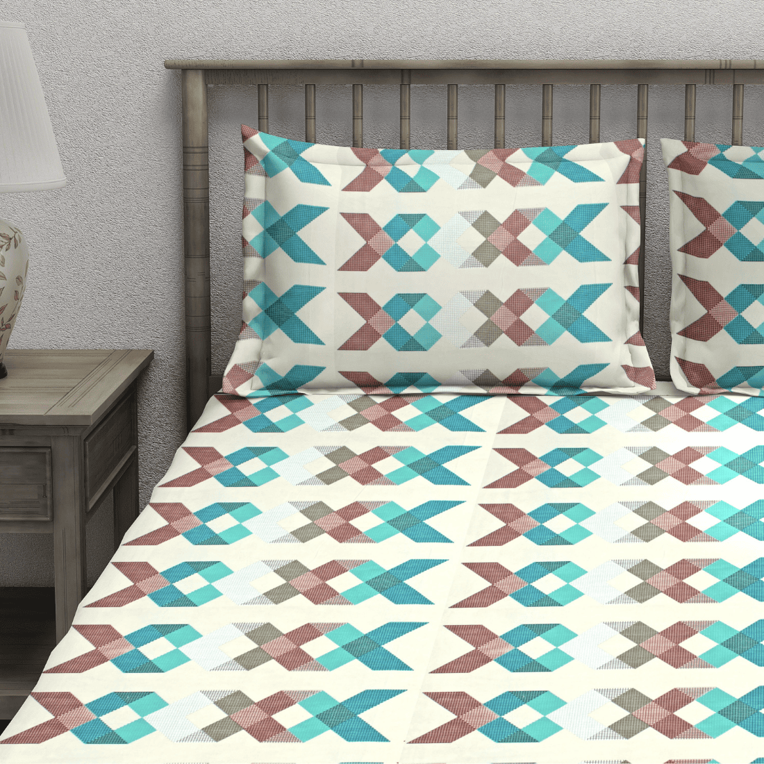 Geometrical Bedsheet With and Matching Pillow Cover