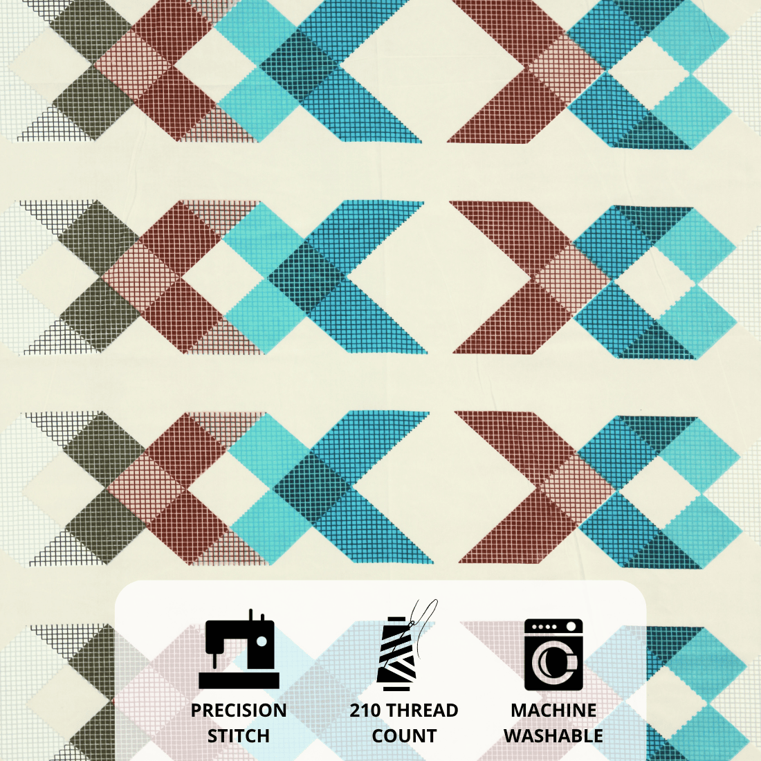 Geometrical  Pattern on Cotton Fitted Bedsheet