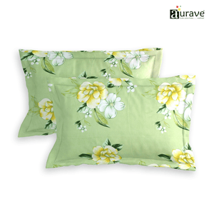 Printed Floral Set of 2 Pcs Pillow Cover - Green