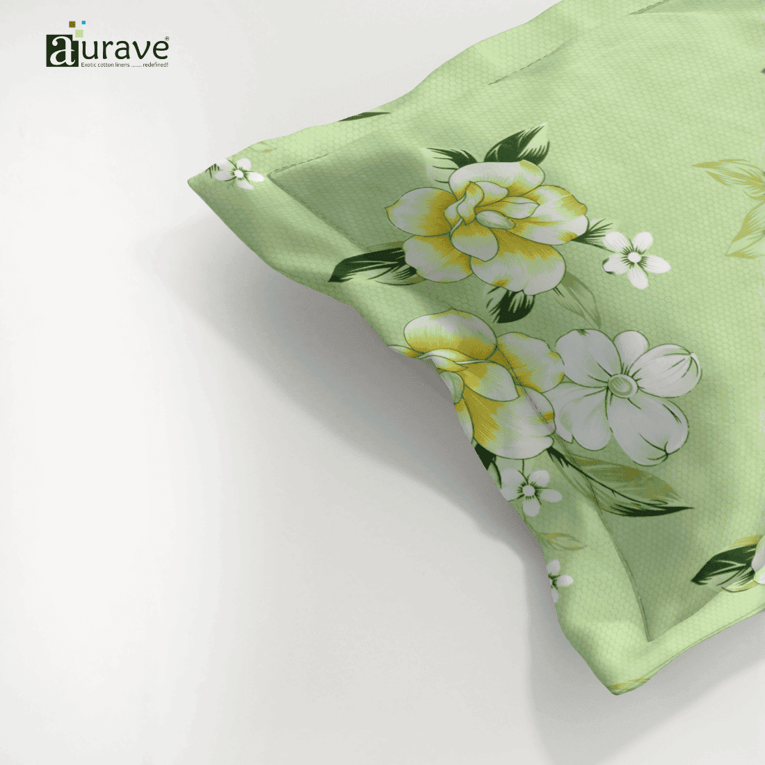 Printed Floral  Pillow Cover - Green