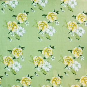 Full view of green floral bedsheet design