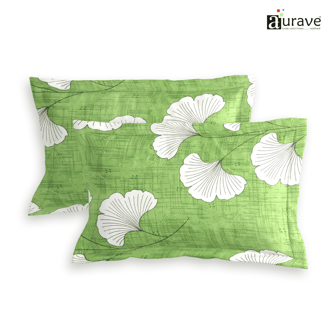 Printed Floral Set of 2 Pcs Pillow Cover - Green