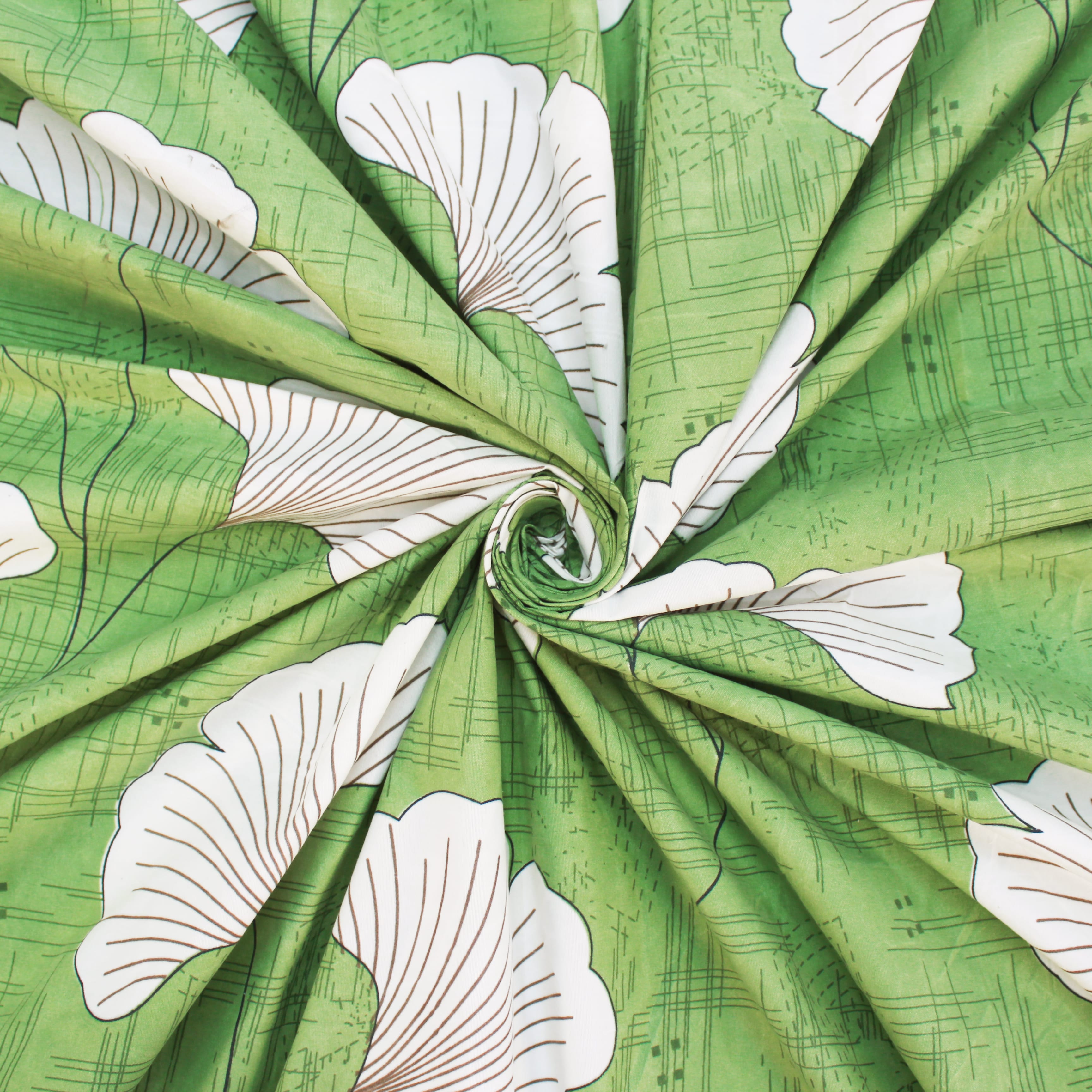 Floral Cotton Fitted Bedsheet displayed in swirl