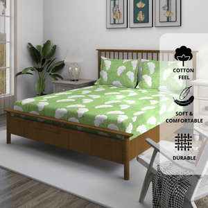 Floral green double bedsheet with design
