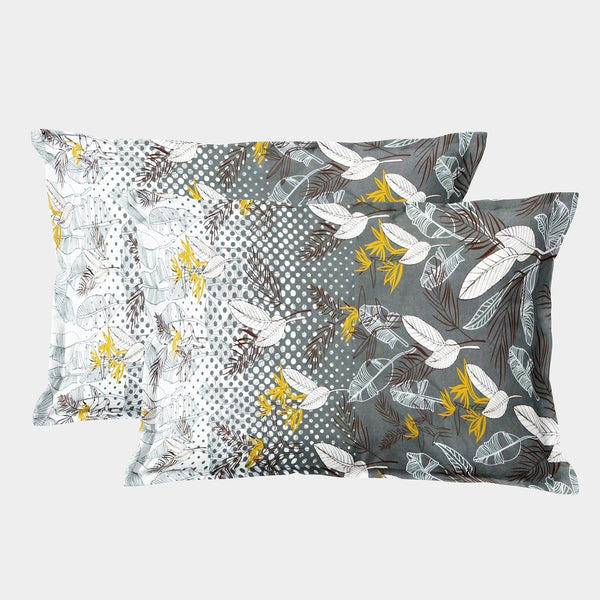 Soft Floral Print Pillow Cover Set In Grey Online At Best prices(2 Pcs)