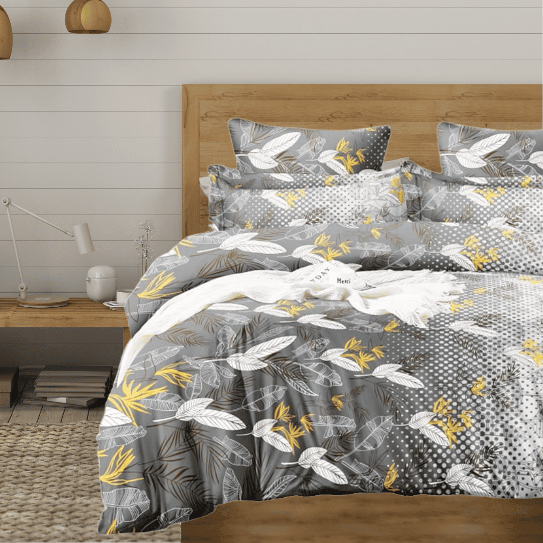 Best Grey Microfiber Reversible AC Dohar Blanket In Abstract Print