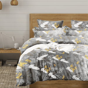 Best Grey Microfiber Reversible AC Dohar Blanket In Abstract Print