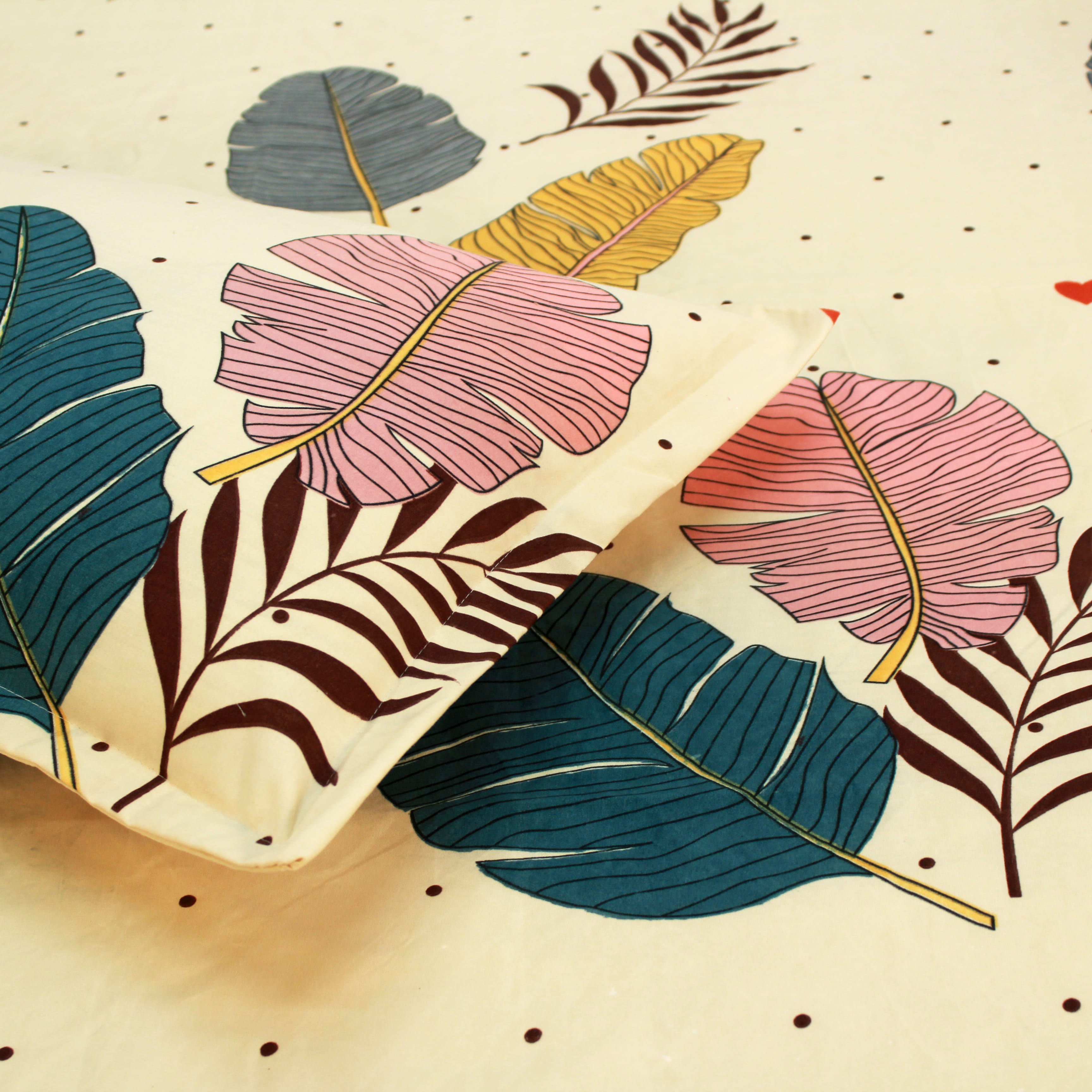 Floral cotton bedsheet with matching pillow covers