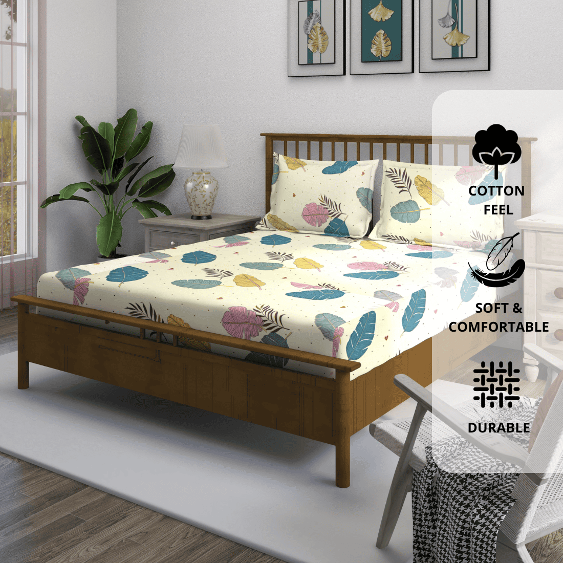 Floral Cotton fitted bedsheet set