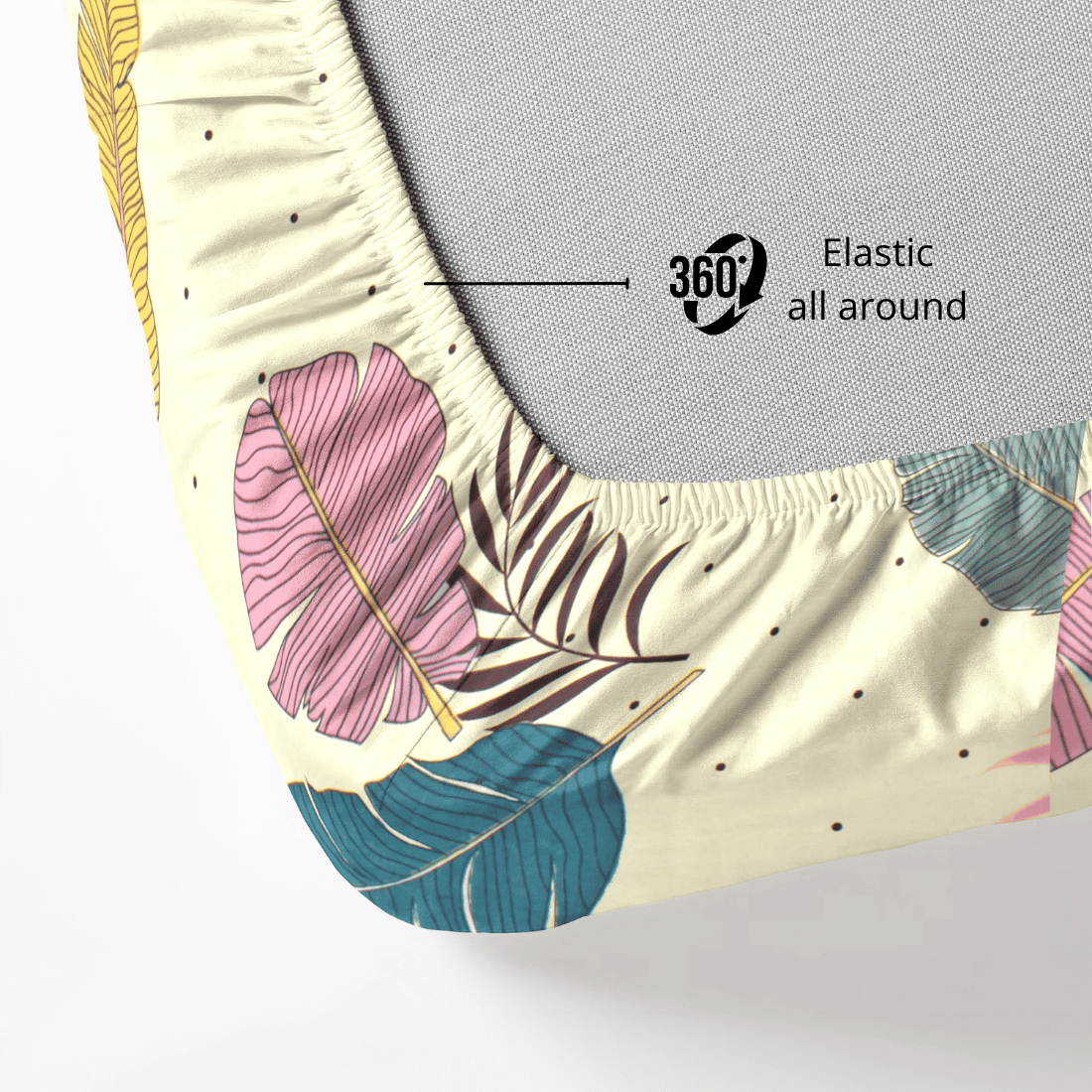 Floral Cotton fitted-bedsheet-360-elastic-design