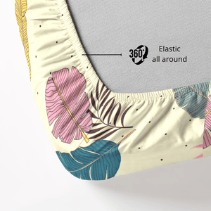 Floral Cotton fitted-bedsheet-360-elastic-design