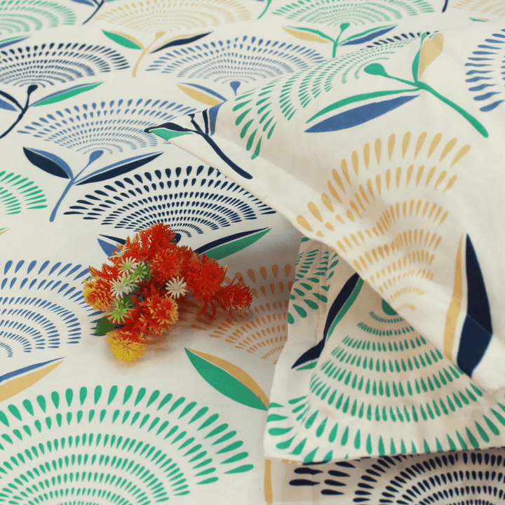 Multicolor-floral-cotton-bedsheet-green-blue-yellow-design