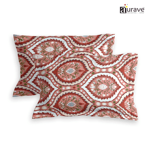 Printed Floral Set of 2 Pcs Pillow Cover - Red