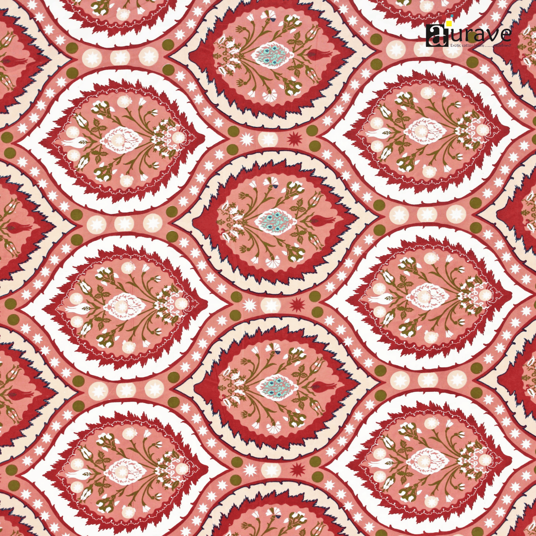 Full View Aurave printed floral pattern on soft cotton fabric