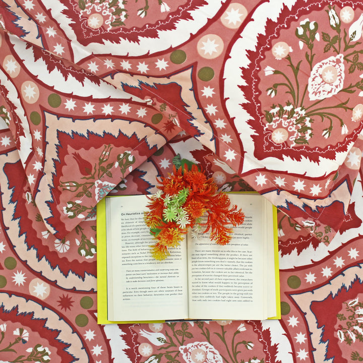 Damask print cotton fabric bedsheet set