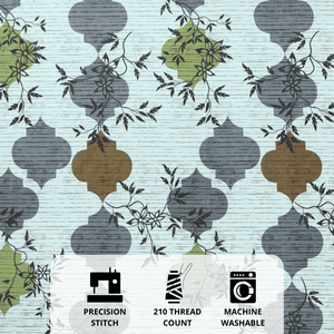 geometric bedsheet-design-green-grey-brown