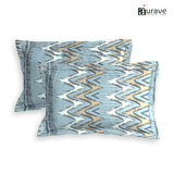 Printed Floral Set of 2 Pcs Pillow Cover - Blue