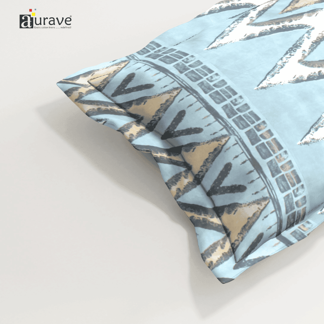 Printed Floral Pillow Cover - Blue