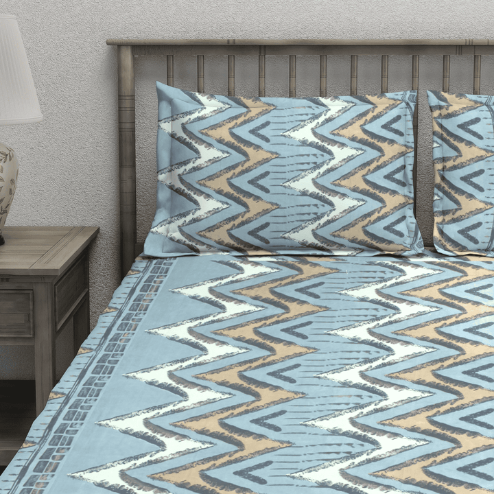 abstract print cotton bedsheet with pillow covers