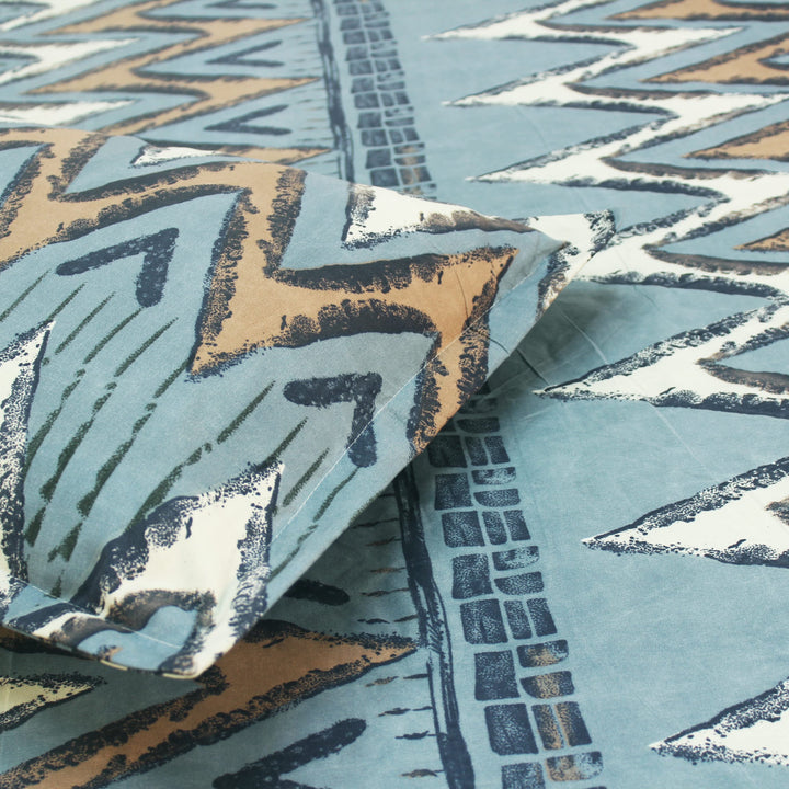 Close-up of abstract print cotton bedsheet