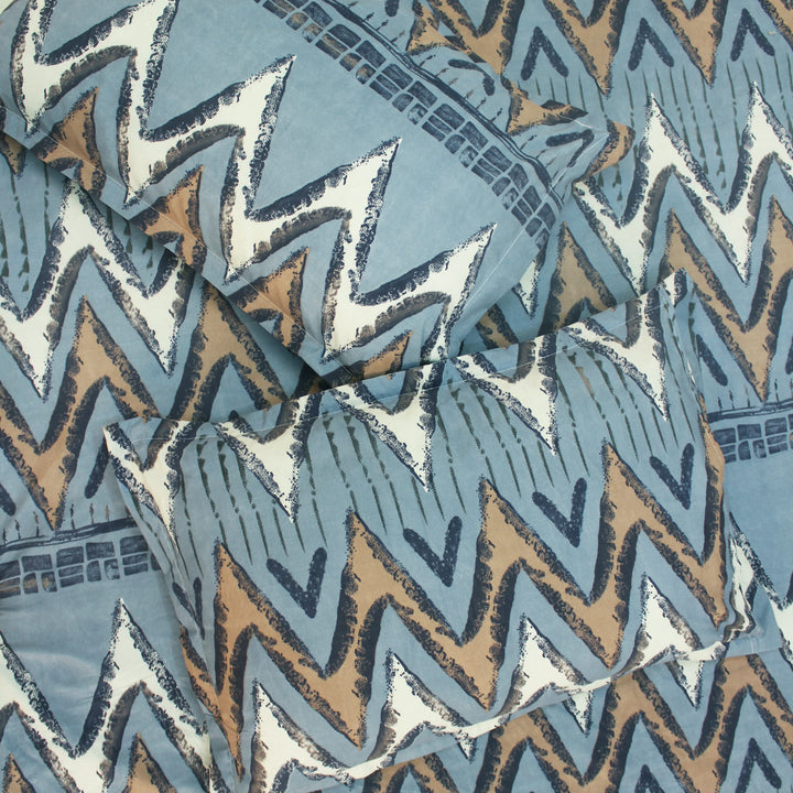 Blue and abstract bedsheet design and  pillow covers