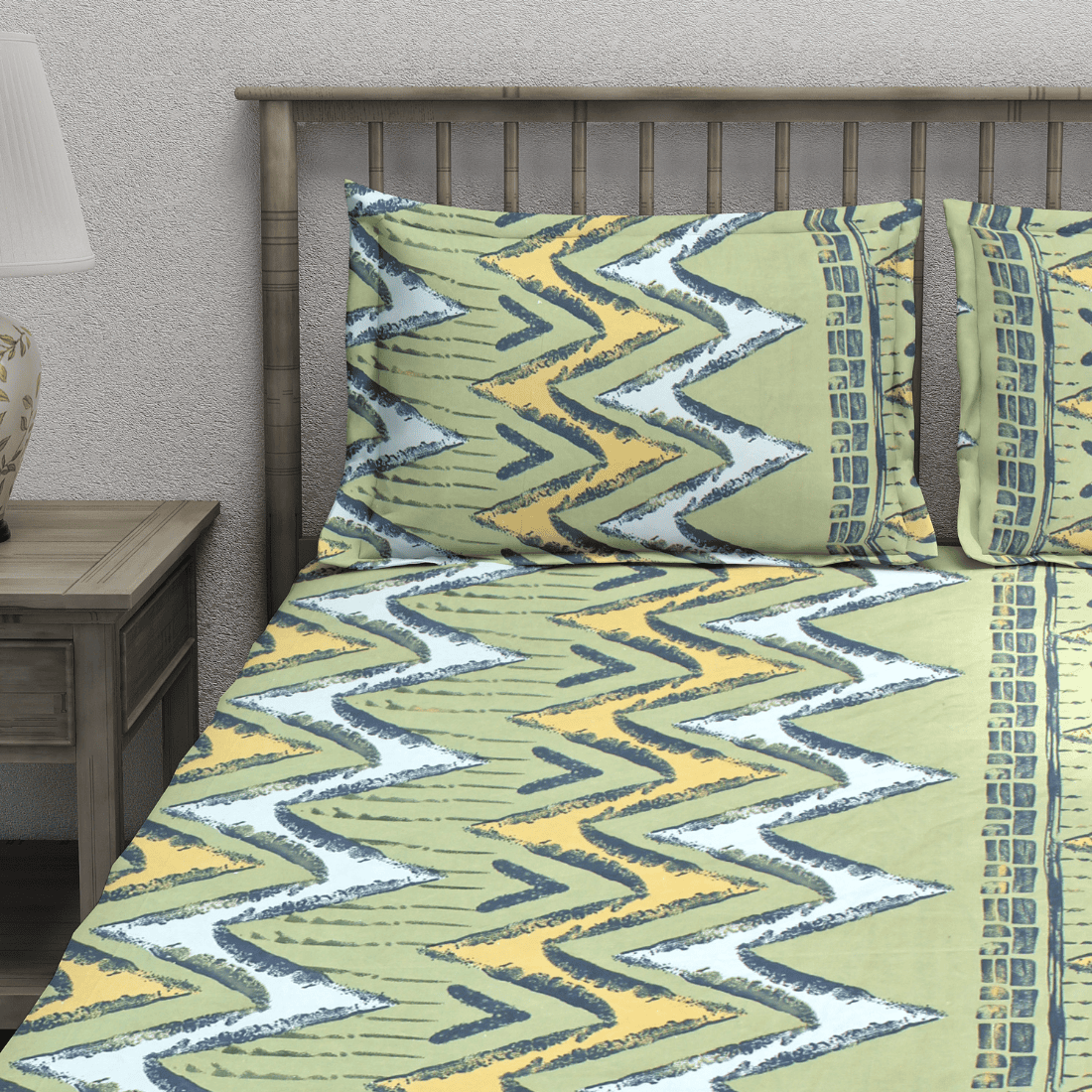 Cotton blend double bedsheet with pillow covers