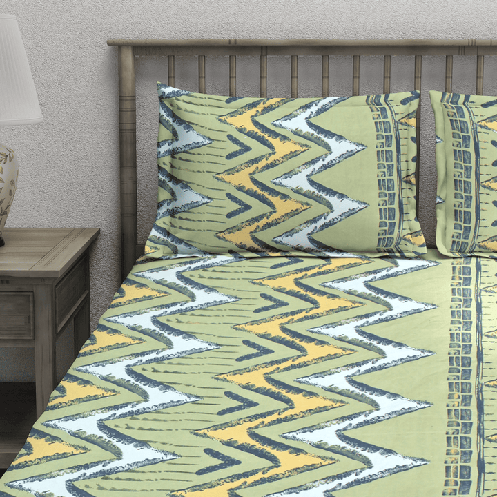 Cotton blend double bedsheet with pillow covers