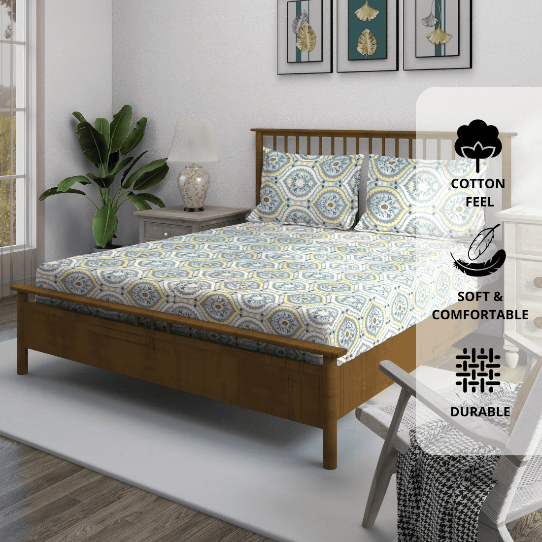 double bedsheet with matching pillow covers