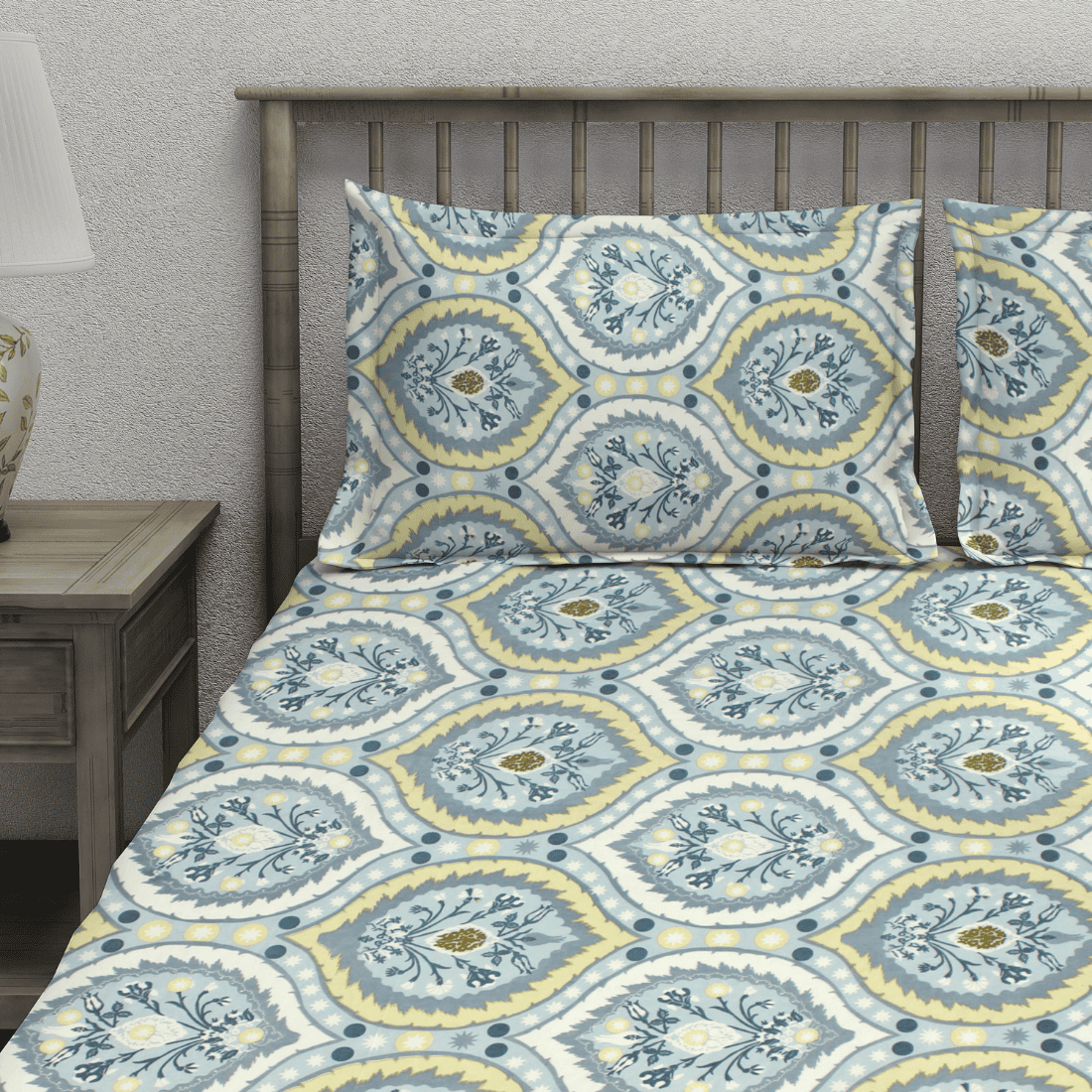 Cotton blend double bedsheet with matching pillow covers