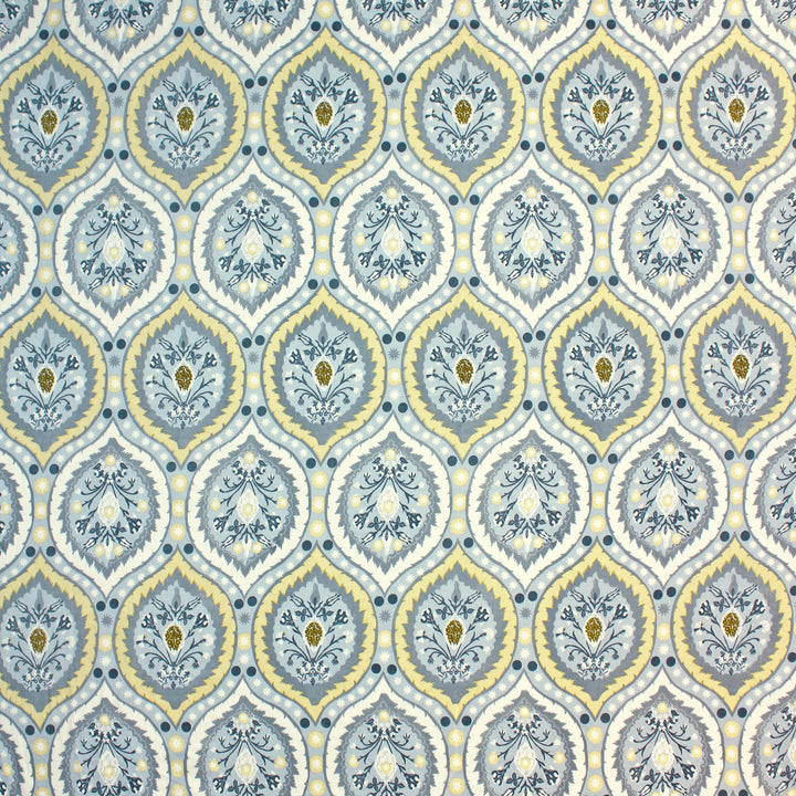 Cotton blend double bedsheet with blue and beige floral print pattern