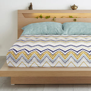 Geometrical Cotton Fitted Bedsheet(300 TC) -Multicolor online in India