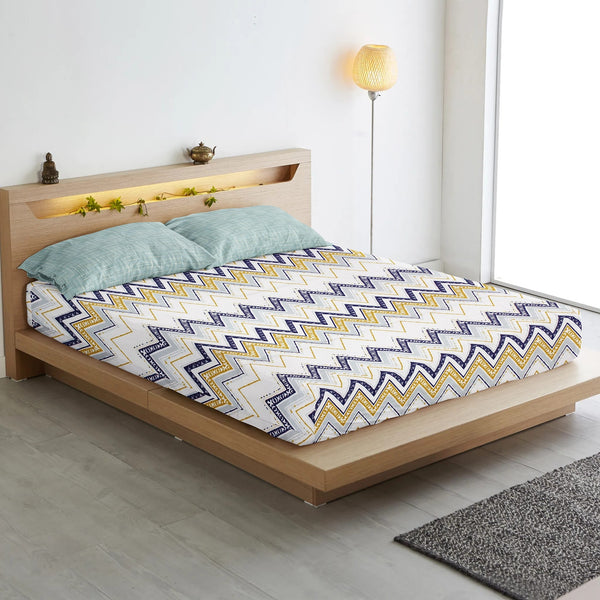 Geometrical  Cotton Flat Bedsheet(300 TC) -Multicolor online in India