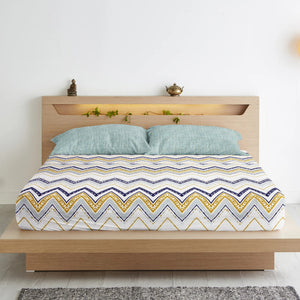Geometrical Cotton Fitted Bedsheet(300 TC) -Multicolor online in India
