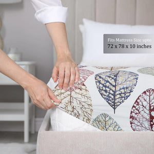 Floral Cotton Fitted Bedsheet(300 TC) -Multicolor online in India