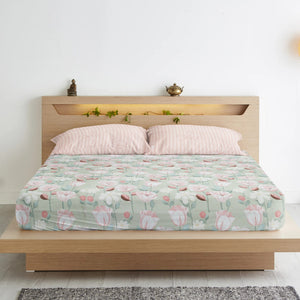 Soft Cotton Print 300 TC Fitted Bedsheet In Multicolor At Best Prices