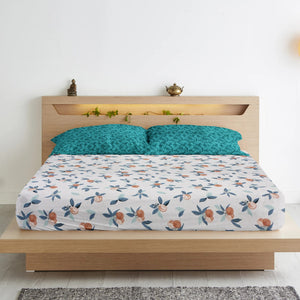 Floral Cotton Flat Bedsheet(300 TC) -Multicolor online in India