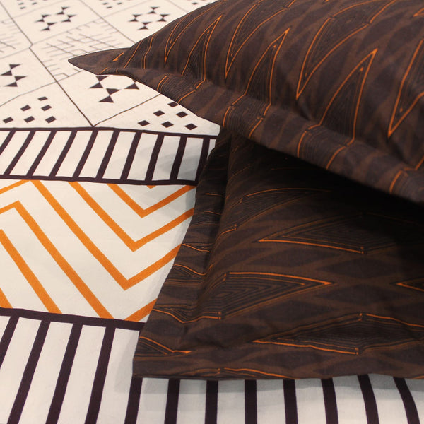 Geometrical Cotton Fitted Bedsheet(300 TC) -Multicolor online in India