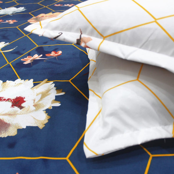 Floral Cotton Fitted Bedsheet(300 TC) -Multicolor online in India