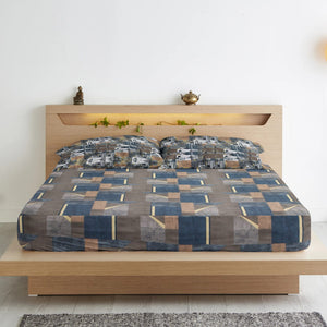 Geometrical Cotton Fitted Bedsheet(300 TC) -Multicolor online in India