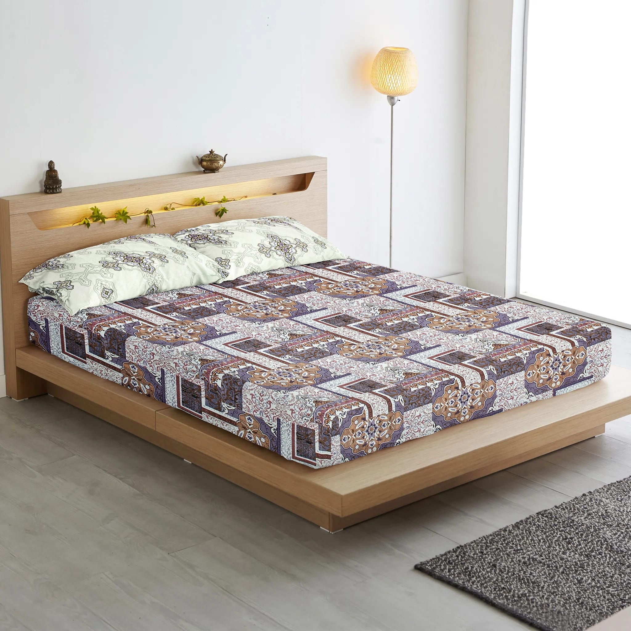 Abstract Cotton Fitted Bedsheet(300 TC) -Multicolor online in India